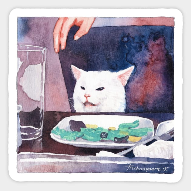 Table cat Sticker by Trishnagaara